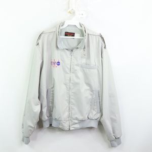 80s Mens XL PBA Bowling Tour Bomber Jacket Gray